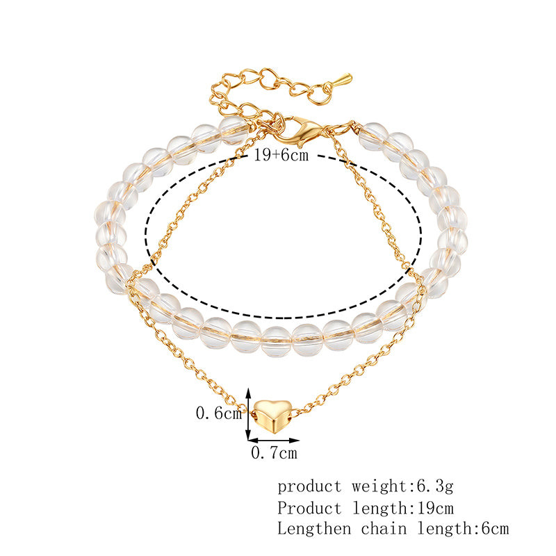 Women Love Beaded Double Anklet