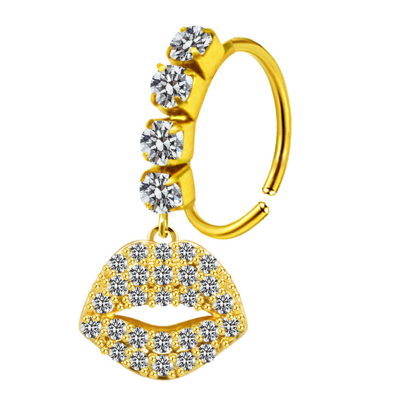 Heart-shaped Nose Ring With Five-star Butterfly Leaves