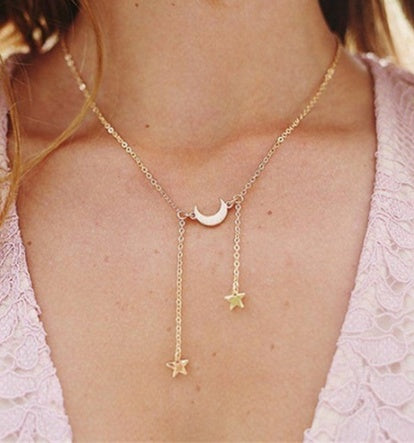 Bls-miracle Multilayer Necklace for Women Long Chain Turkish Eye Pendant Necklaces Trendy Crystal Star Water droplets Necklaces