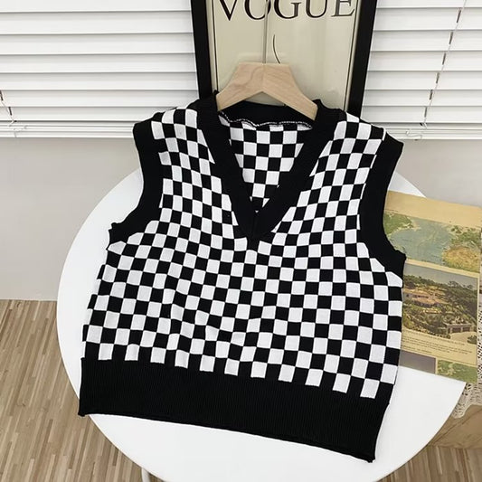 Plaid Pullover Trend Knit Sweater