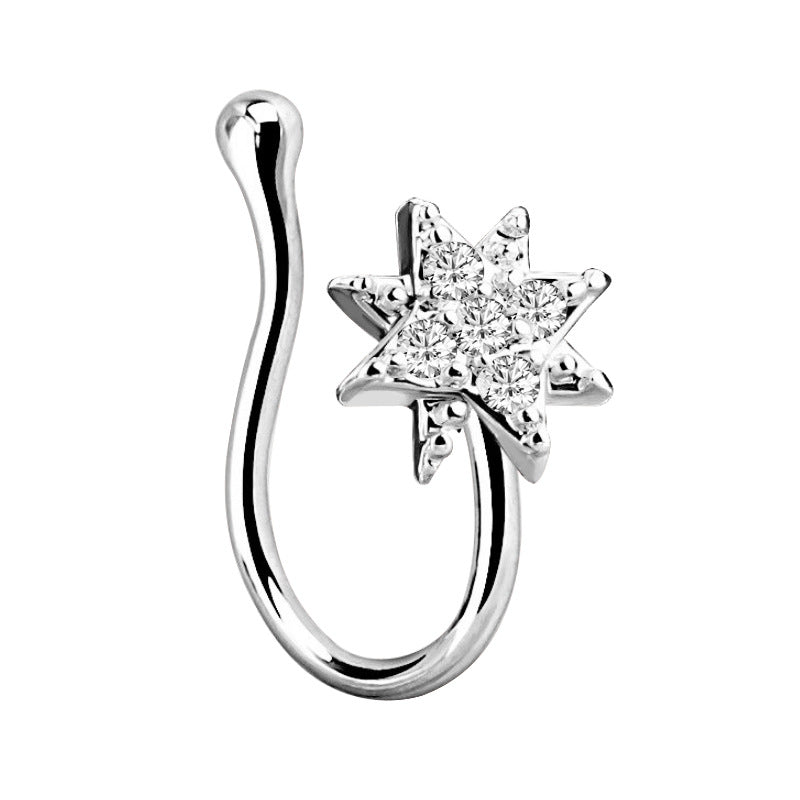 Zircon Nose Clip False Nose Ring Ear Bone Clip