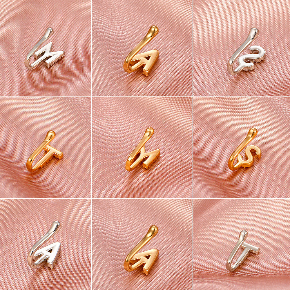 Copper Inlaid Zircon Letter U-shaped Nose Clip Ring Piercing Jewelry