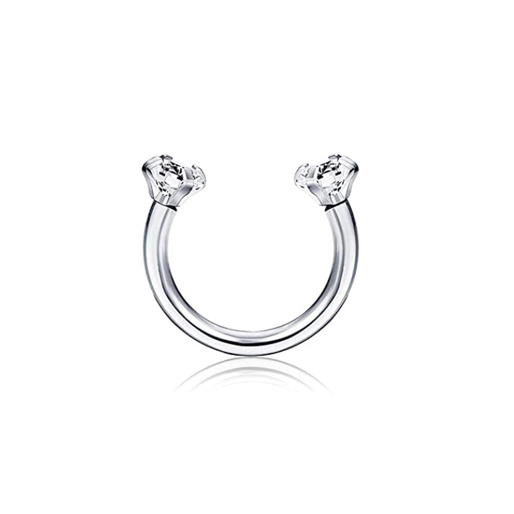 Round Zircon Horseshoe C Bar Nose Ring