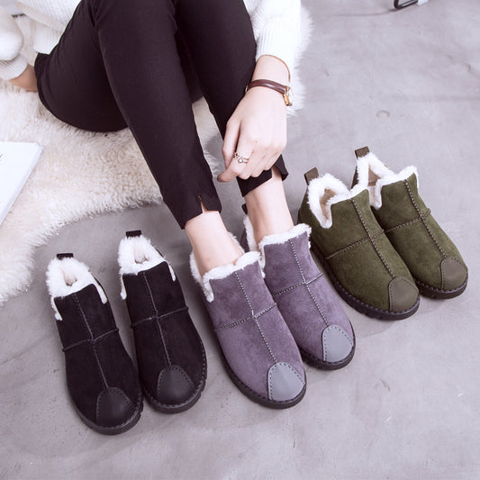 2021 winter new warm bean shoes, peas shoes, velvet and thickened lady's snowy boots, flat and student boots