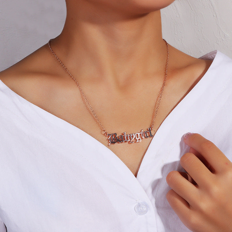 Fashion Old English Letter Babygirl Pendant Necklaces For Women Girls