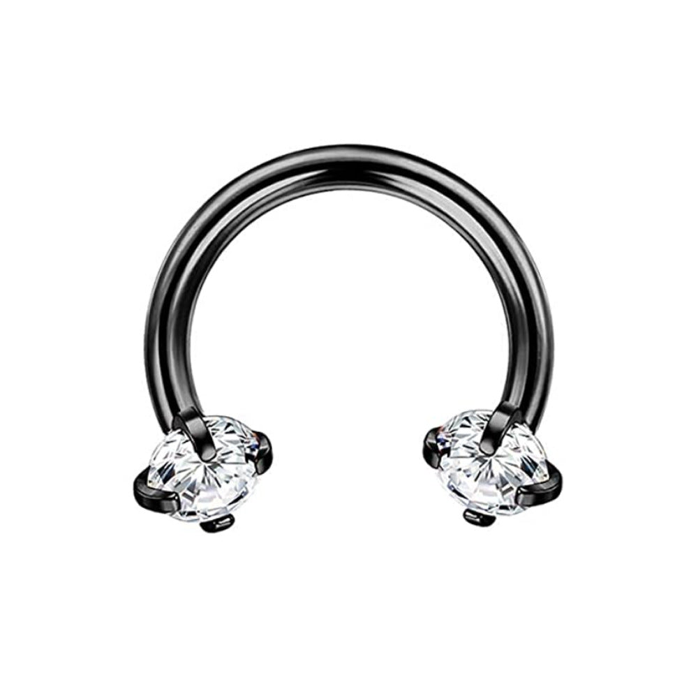 Round Zircon Horseshoe C Bar Nose Ring