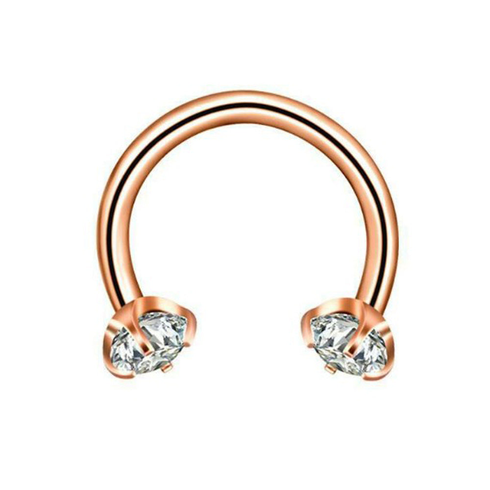 Round Zircon Horseshoe C Bar Nose Ring