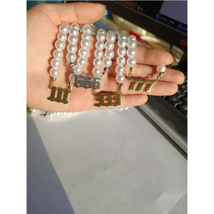 European And American New Cross-border Necklaces, Stainless Steel Digital Pearl Necklaces, European And American Popular Digital Pearls, Clavicle Chains