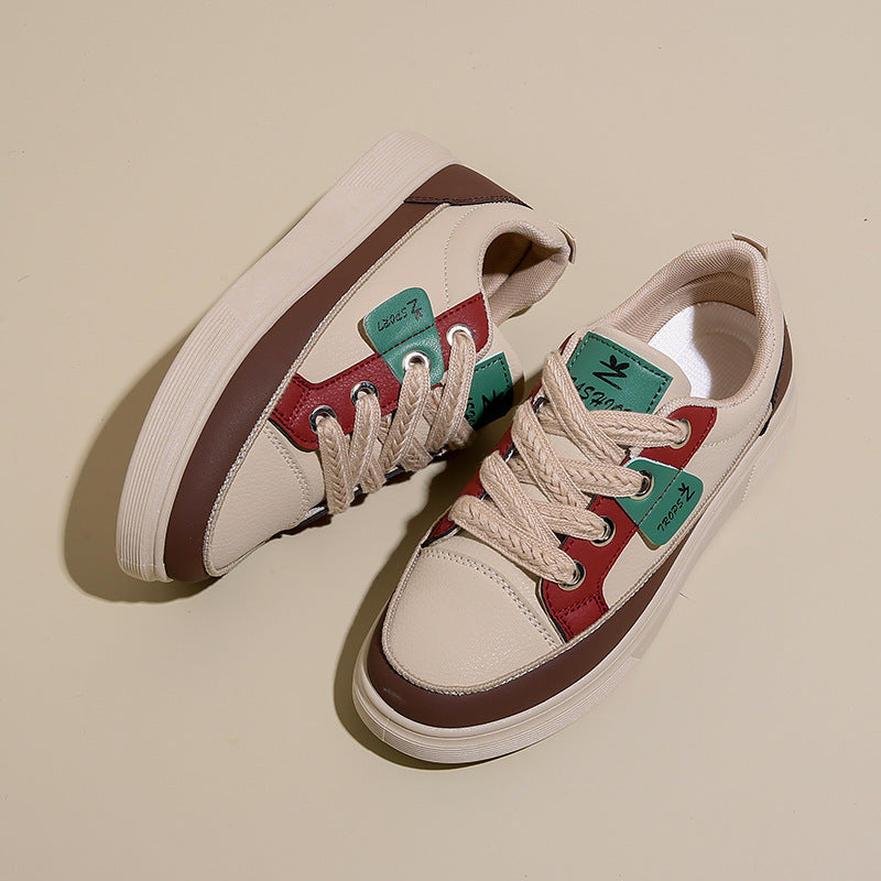 Women's Korean-style Comfortable White Platform Sneakers