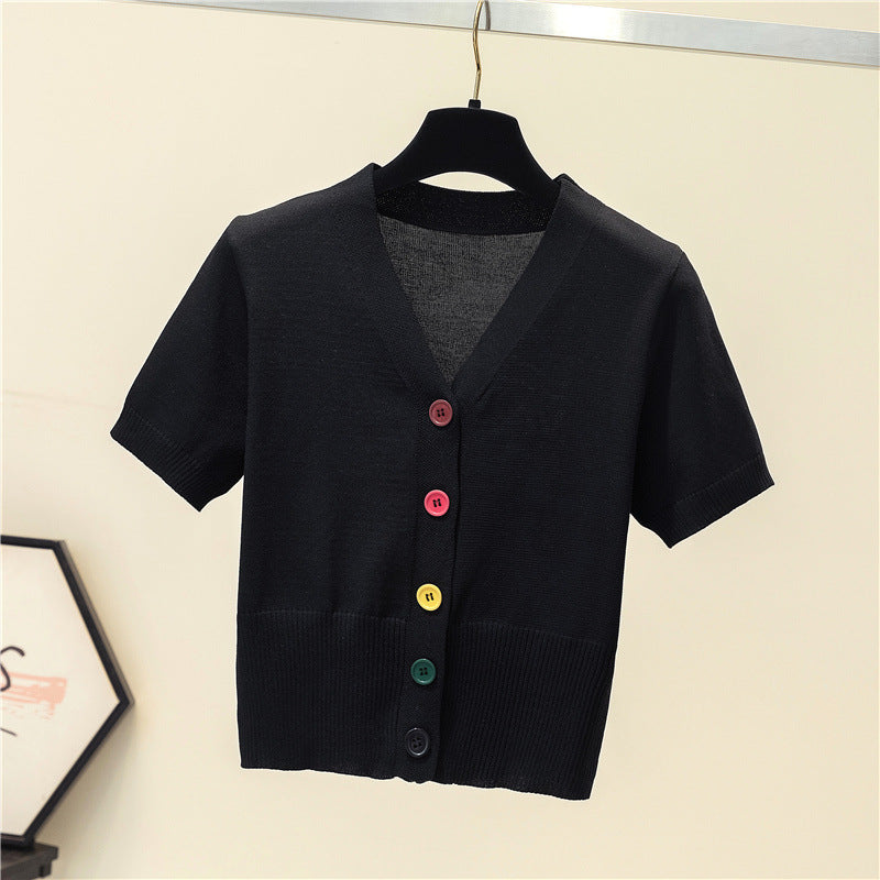 V-neck Short Sweater Cardigan Top
