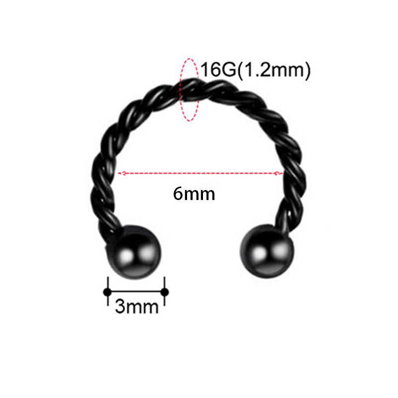 Stainless Steel Nose Ring Twist Horseshoe Rod Nasal Splint Simple Human Body Piercing Accessories