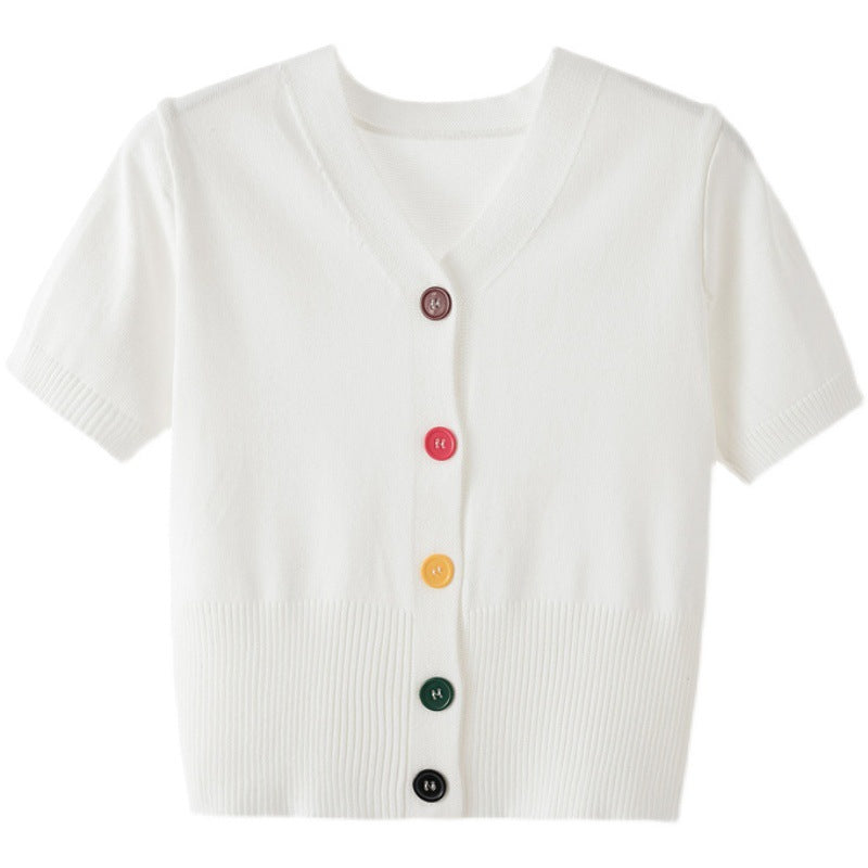 V-neck Short Sweater Cardigan Top