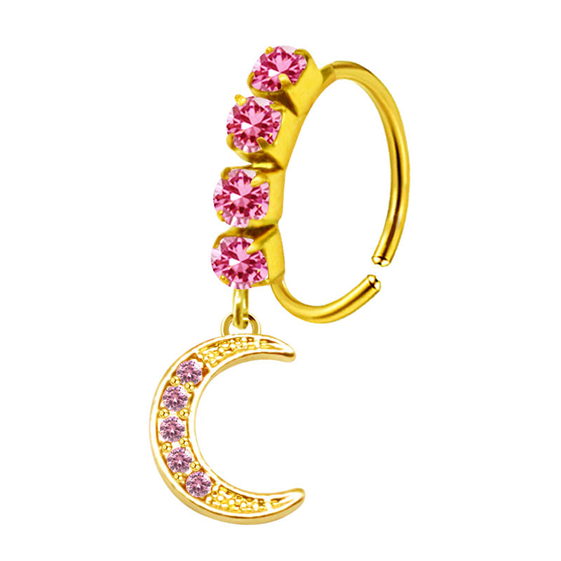 Heart-shaped Nose Ring With Five-star Butterfly Leaves