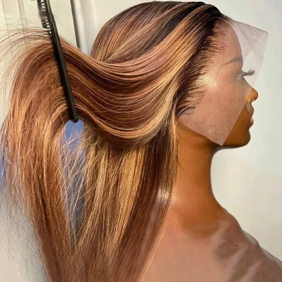 Highlight Human Hair Colored Curly Wigs