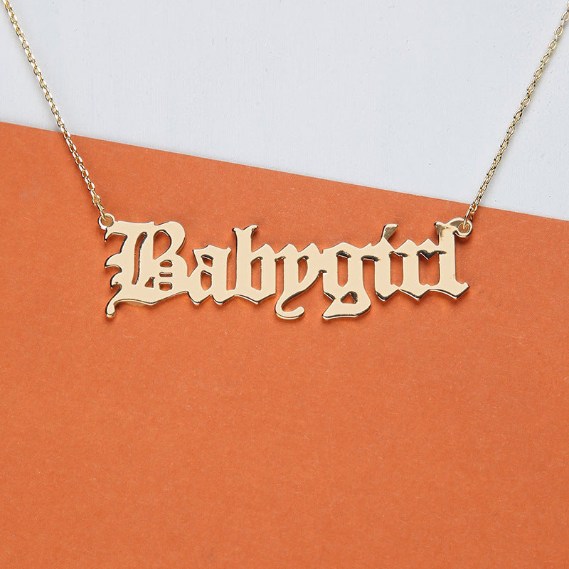 Fashion Old English Letter Babygirl Pendant Necklaces For Women Girls