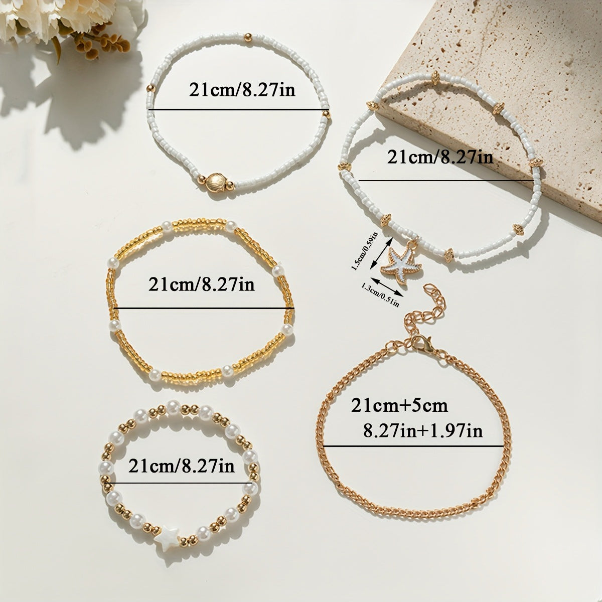 5 Pieces Suit Fashion Anklets For Women