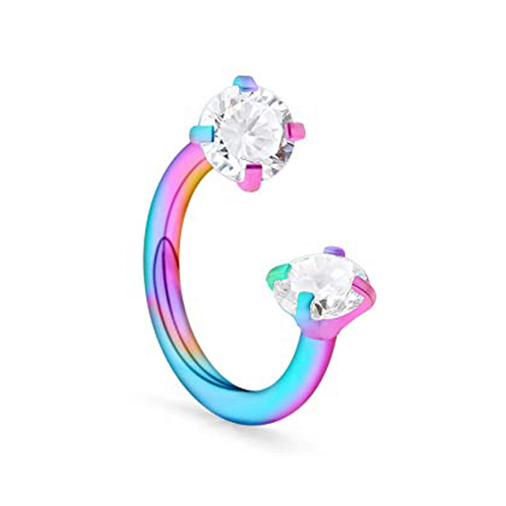 Round Zircon Horseshoe C Bar Nose Ring