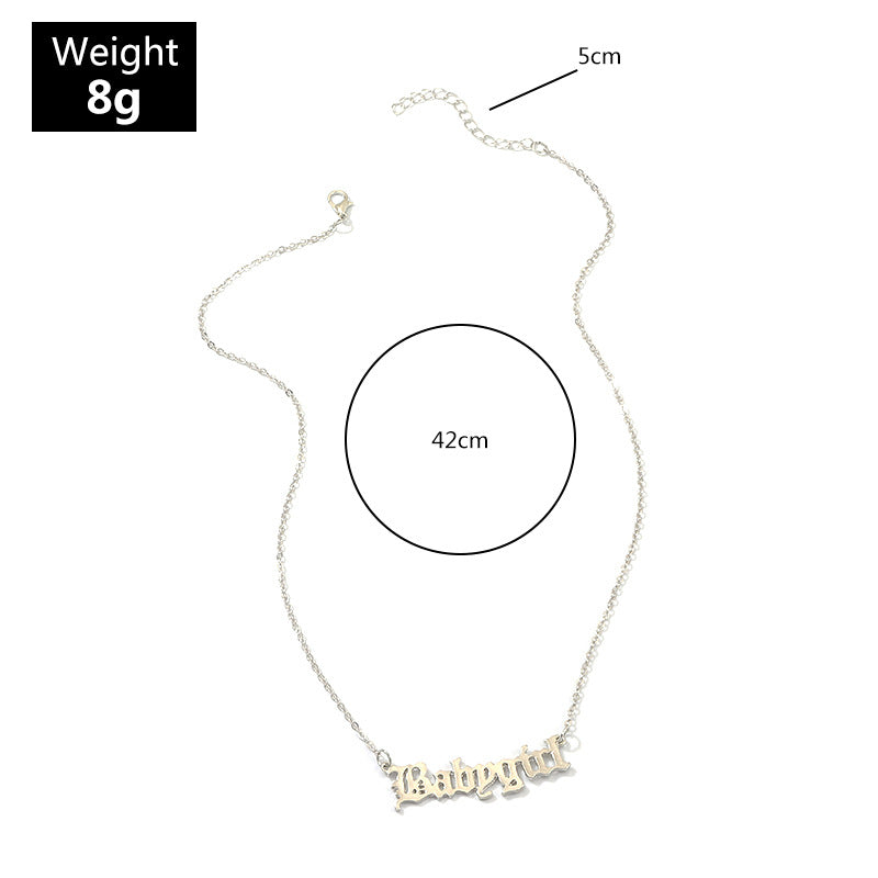 Fashion Old English Letter Babygirl Pendant Necklaces For Women Girls