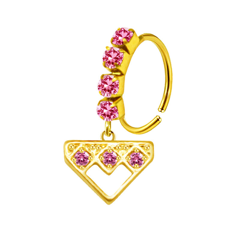 Heart-shaped Nose Ring With Five-star Butterfly Leaves