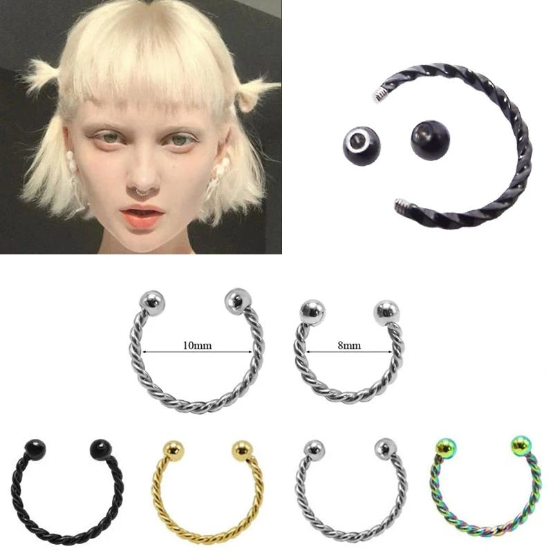 Stainless Steel Nose Ring Twist Horseshoe Rod Nasal Splint Simple Human Body Piercing Accessories
