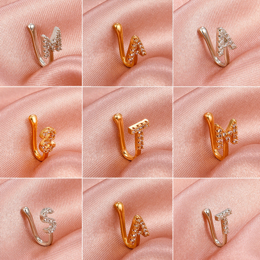 Copper Inlaid Zircon Letter U-shaped Nose Clip Ring Piercing Jewelry