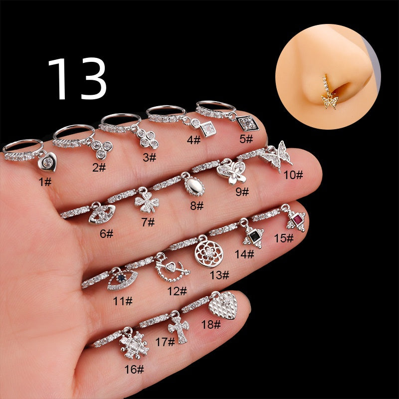 Henson Heart Butterfly Zircon Pendant Nose Ring